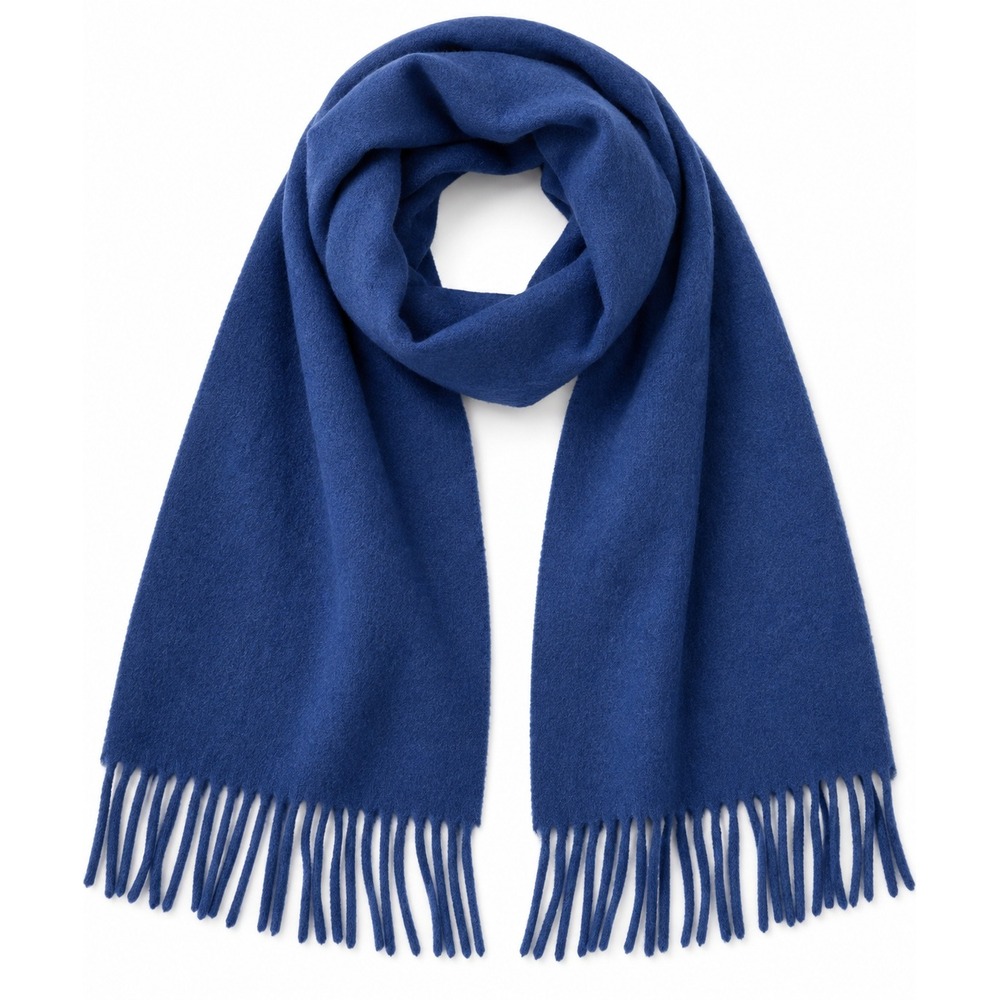 Blarney Woollen Mills Royal Blue Lambswool Scarf Fringed Made in Ireland NWT